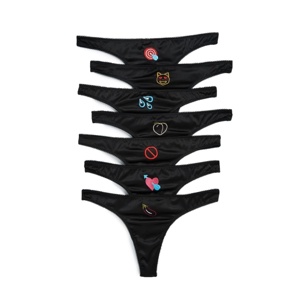 NWT MORGAN LANE X ALISON LOU NAUGHTY EMOJI THONG SILK - M